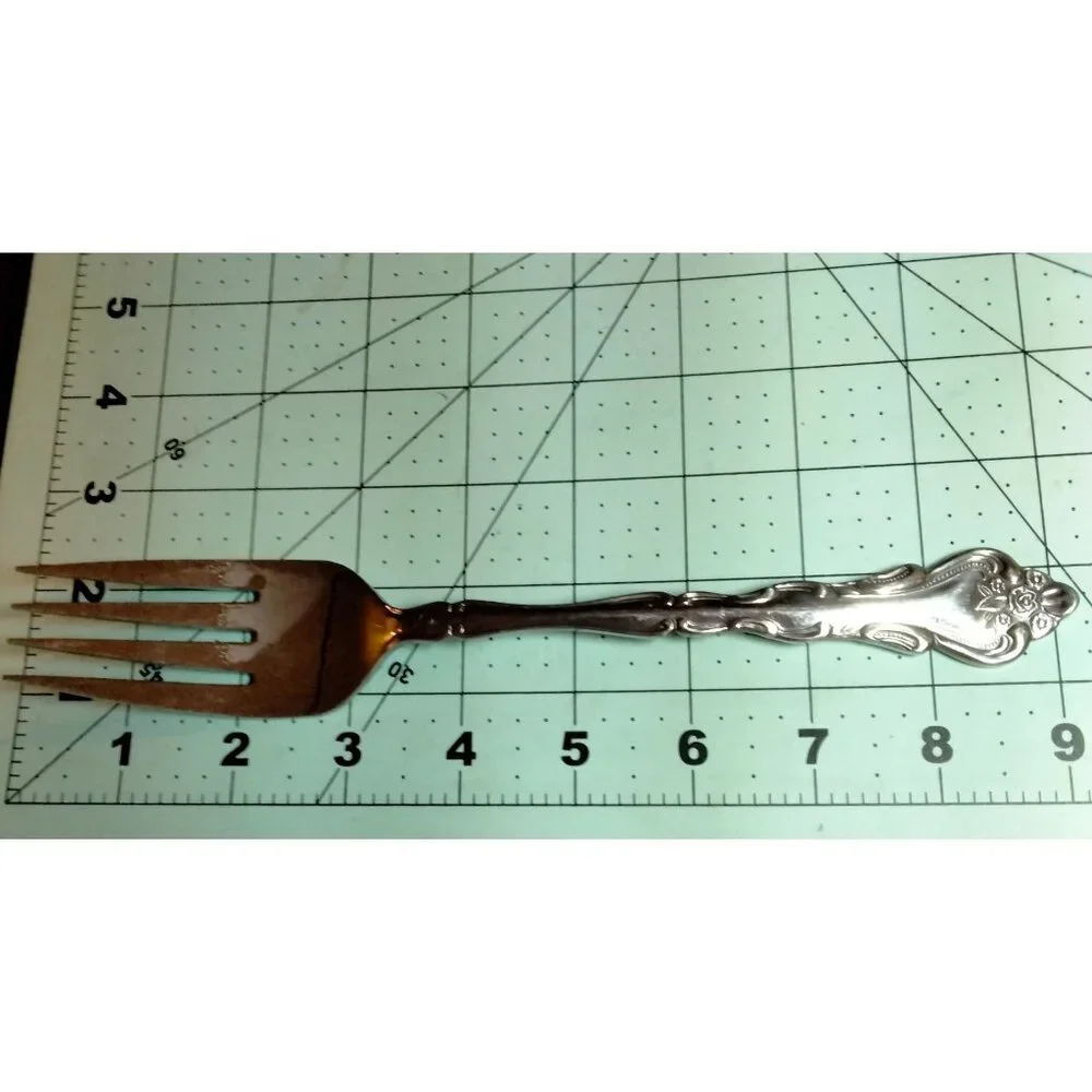 International Serving Fork Stainless Steel Floral Handle Vintage